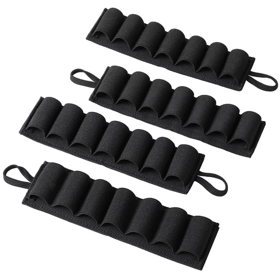 4 Pack 7 Round Shotgun Shell Holder or 12/20 Gauge 60 Round Tactical Shotgun Shell Bandolier Adjustable, Optional 2 Pcs 7 Round Shotgun Shell Holder / 8 Round Butt Stock Shell Holder for Hunting