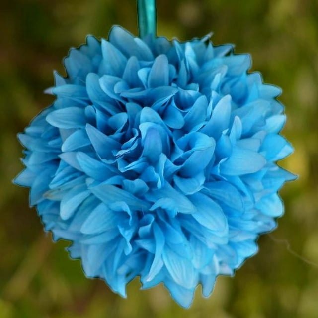 4 Pack 7" Turquoise Artificial Dahlia Flower Kissing Ball Clearance