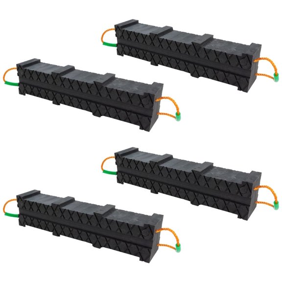 4 Pack 7"x6"x30" Black Cribbing Block with Comfortable Rope Handles and Interlocking, Non-Slip Surface - 75 Ton Heavy Duty UHMWPE Plastic Stabilizer Block, Used for Loads & Support