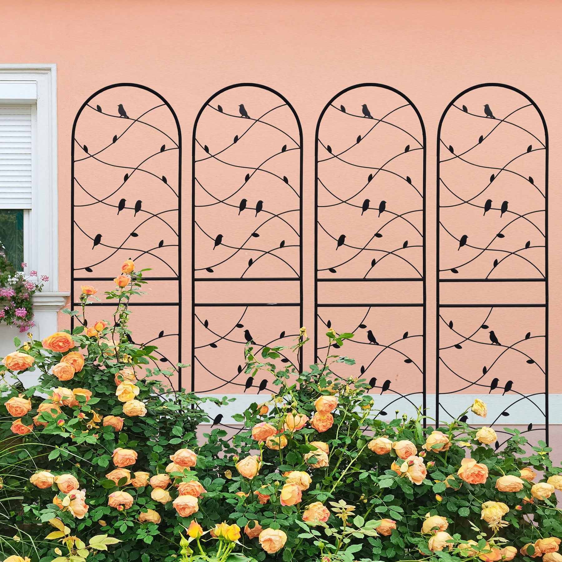 4 Pack 71" H Large Heavy Duty Garden Rustproof Iron Plant Trellis for Potted Plant Support Metal Climbing Rose Trellis Vine Vegetable Cucumber