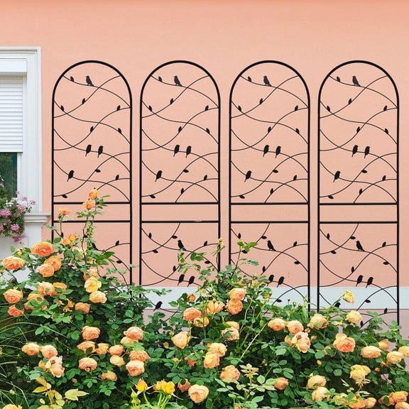 4 Pack 71" H Large Heavy Duty Garden Rustproof Iron Plant Trellis for Potted Plant Support Metal Climbing Rose Trellis Vine Vegetable Cucumber