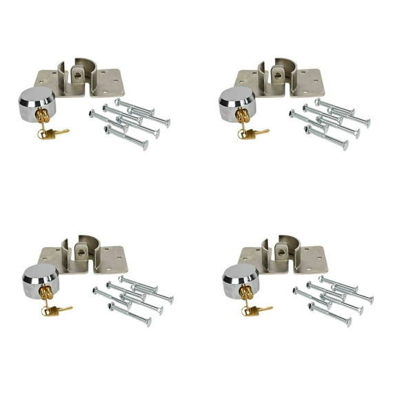 (4 Pack) 73mm Hidden Shackle Padlock & Hasp w/Keyed Differently - Heavy Duty Solid Steel Hockey Puck Lock Chrome Coating for Enclosed Trailer, Vans, Gates & General Security