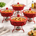 Enamel Def 4 Pack 7qt Enameled Chafing Dishes, Water-Free Buffet Food Warmers ...