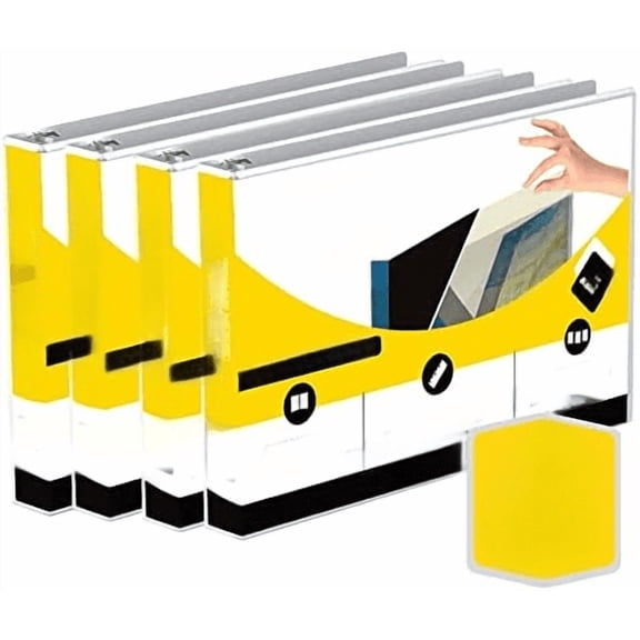 4 Pack of 8.5" X 11" Landscape View Binder, 3-Ring 1.5 Inch Capacity Round Ring, White Horizontal Formatted with Clear Cover Pockets for Documents, Spreadsheets, Projects and More$$Office