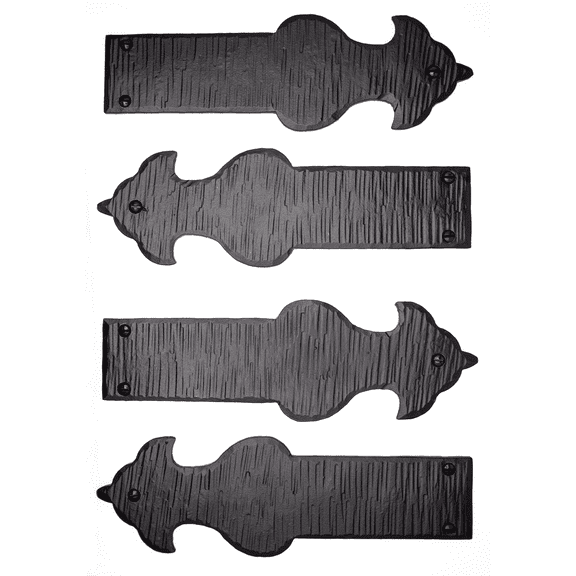 4 Pack 8.5 inch Faux Door Hinges Black Decorative Strap Hinge Wrought Iron Strap Barn Door Strap Hinges, Farm Gate Hinge, Carriage Door Hardware The Sonora Series by Borderland Rustic Hardware