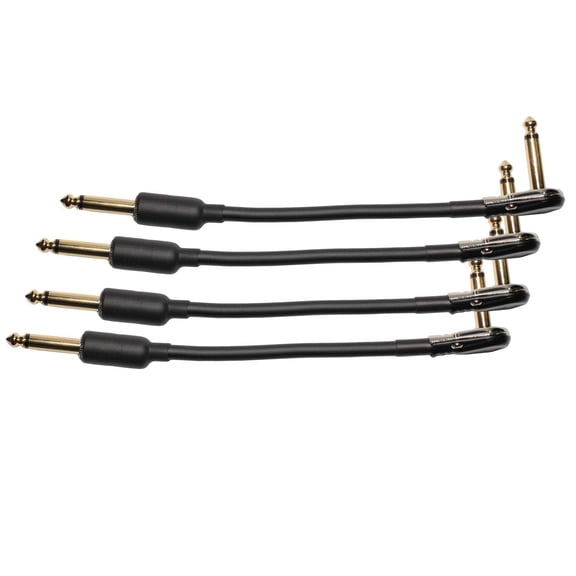 4-Pack 8" Castline Gold Mogami 2524 Guitar Pedal Board Effects Switcher Patch Cable 1/4 TS Low Profile and Short Barrel Connectors