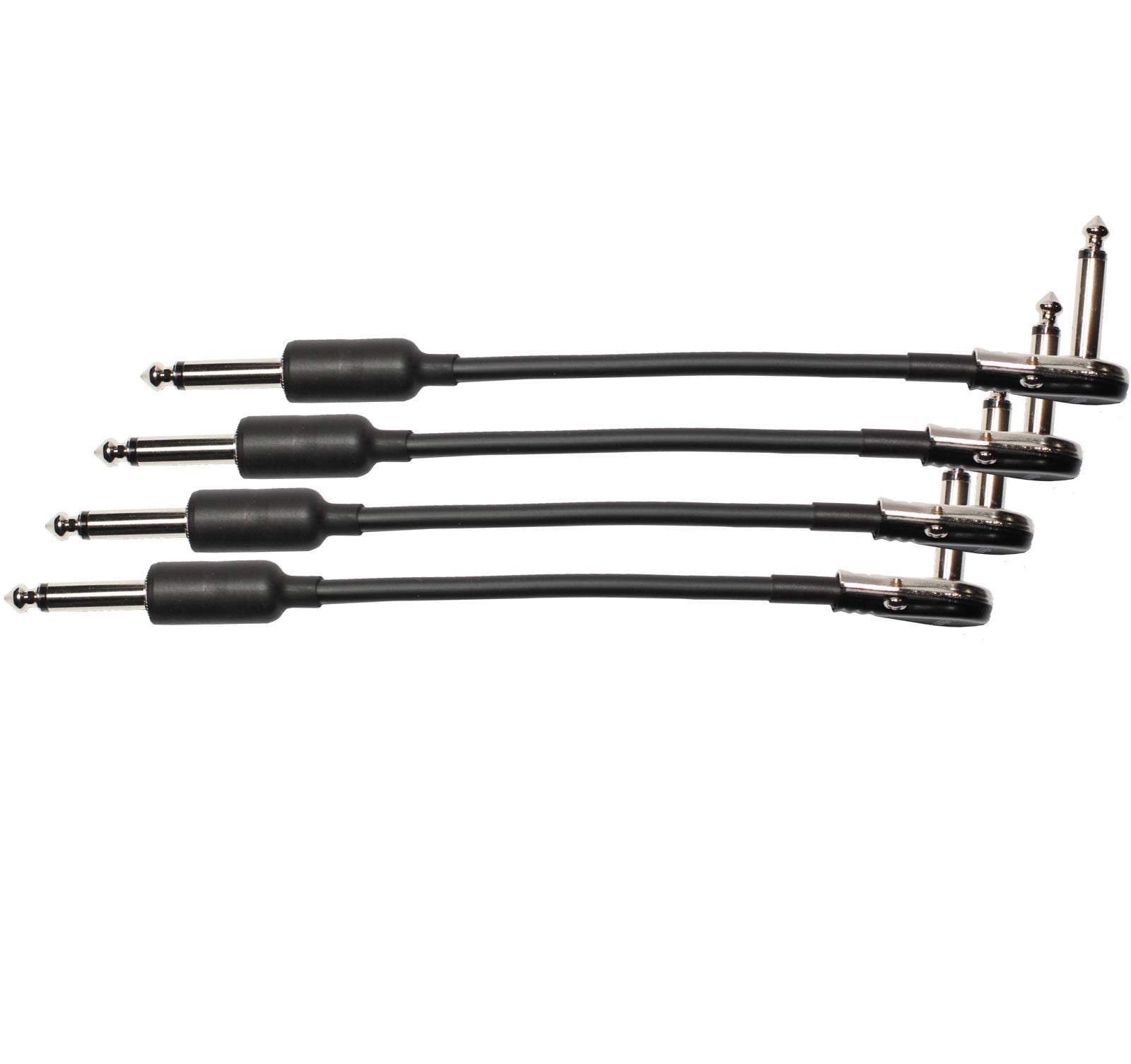 4-Pack 8" Castline Silver Mogami 2319 Guitar Pedal Board Effects Switcher Patch Cable 1/4 TS Low Profile and Short Barrel Connectors