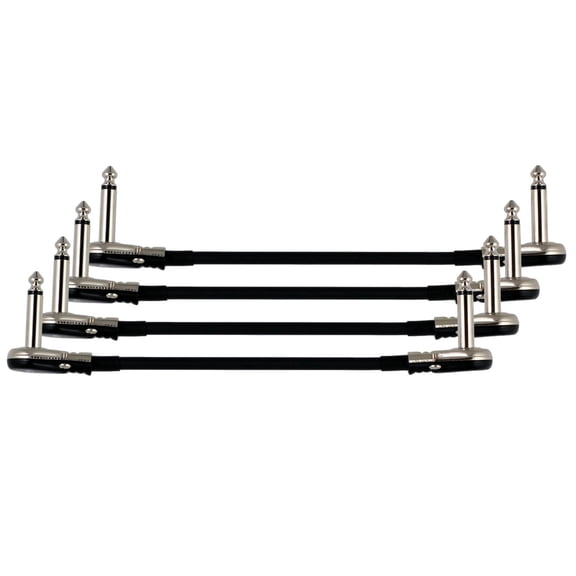 4-Pack 8" Castline Silver Mogami 2319 Guitar Pedal Board Patch Cable TS Low Profile Pancake Connector