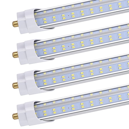 (4-Pack),8 Foot LED Bulbs,120W 19000lm 6000K Cold White, Super Bright, T8 T10 T12 LED Tube Lights, V Shaped 8FT LED Tube Light 270 Angle,FA8 Single Pin LED Lights, Clear Cover