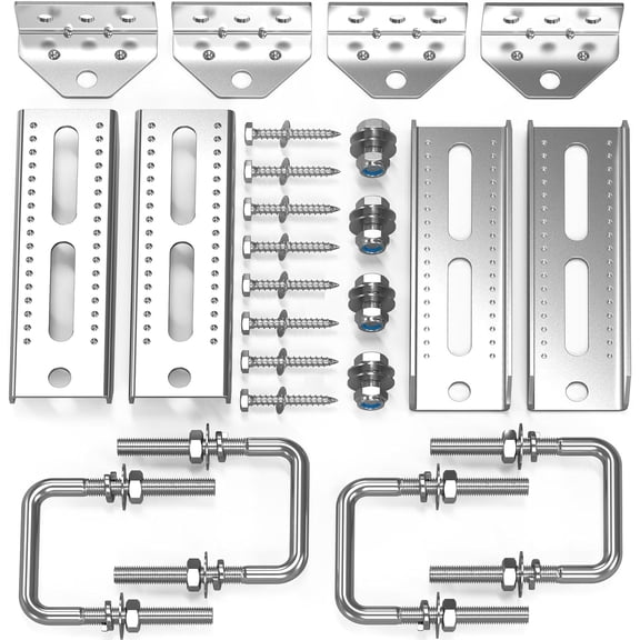 4 Pack 8" Galvanized Swivel Top Bunk Bracket Kit with Hardware for 3"x3" 2"x3" 1.5"x3" Boat Trailer Crossmember Boat Trailer Bunk Brackets & Square U-Bolts Heavy Duty Cross Components