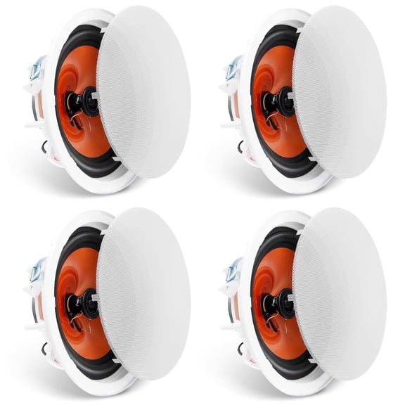 4 Pack 8 Inch In Ceiling Speakers 100 Watts Flush Mount Ceiling Wall Speakers System 8 Ohm Impedance 89dB Sensitivity for Home Kitchen Living Room Bedroom Covered Outdoor Porch