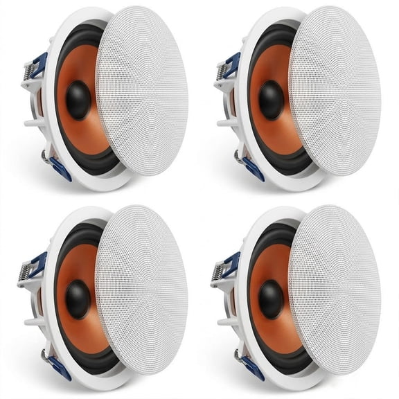 4 Pack 8 Inch in Ceiling Speakers - 100W Peak Power, 8 Impedance, 89dB Sensitivity, Flush Mount, 8" Woofer & 1" Tweeter, Paintable Grille, for Home Living Room Bedroom Patio