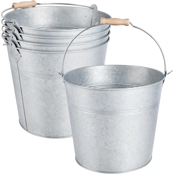 4 Pack 8 Quart Galvanized Metal Buckets Champagne Drink Cooler Stora Ice Pails with Handle for Plants, Succulents, Party Favors Organizing Home Parties Bar Cooling Supplies