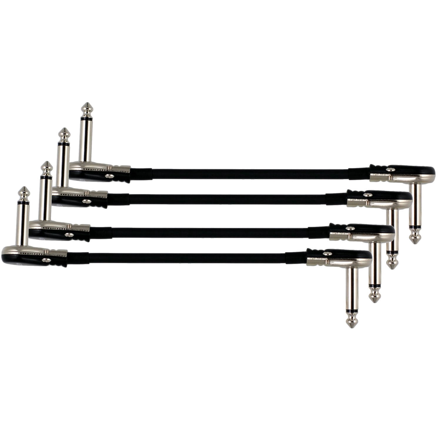 4-Pack 8" S-Shape Castline Silver Mogami 2319 Guitar Pedal Board Patch Cable TS Low Profile Pancake Connector