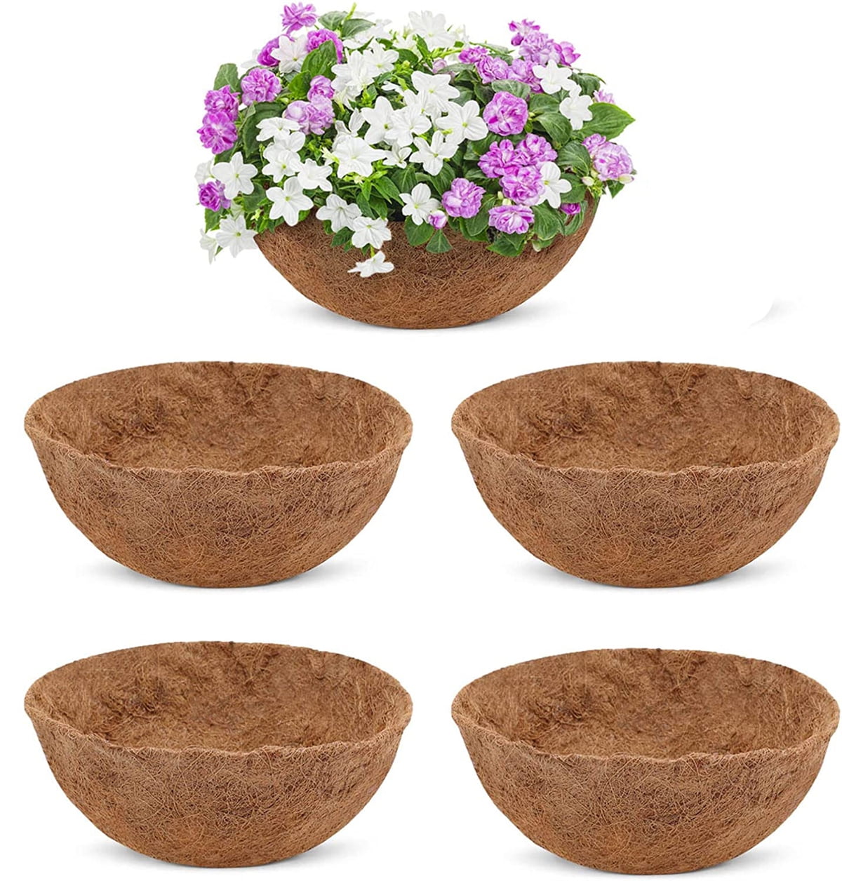 4 Pack 8 inch Coconut Liners Hanging Coco Liner for Planters Coconut Fiber Liners Natural Coco