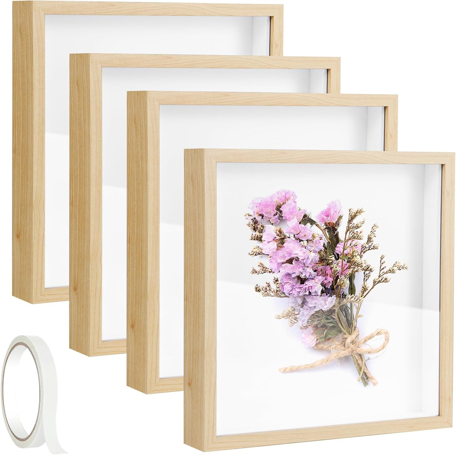 4 Pack 8 x 8 Shadow Box Frame 3D Picture Frame Shadow Boxes Display ...