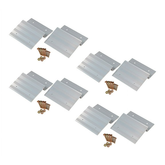4 Pack 8" x 8" DIY Aluminum Ramp Kit Plates (2 Sets) - Lightweight Silver Ramp Brackets for Load and Unloading ATVs, Motorcycles, Lawn Mower - Use w/ Truck Trailers -750 lbs