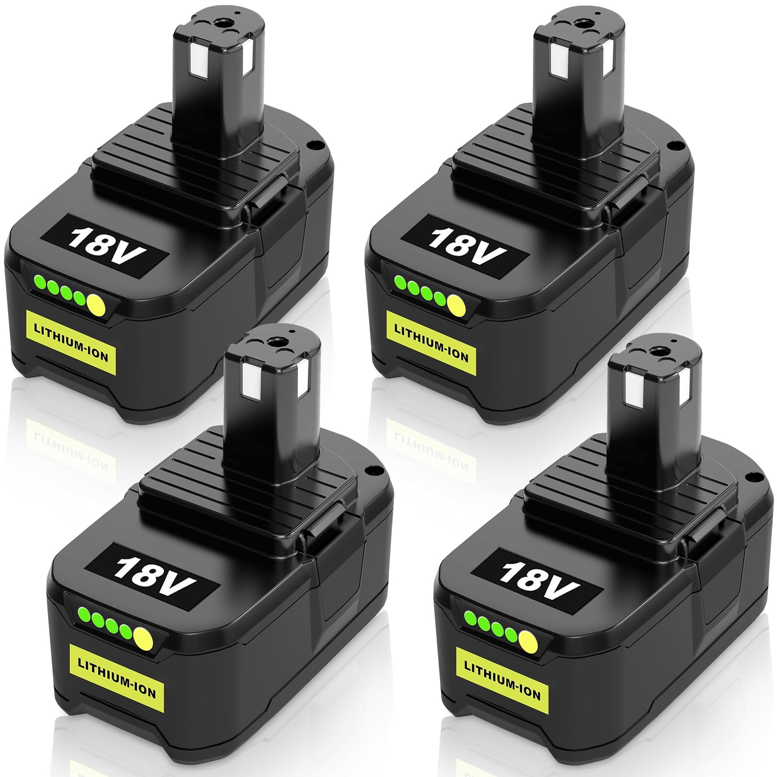 4 Pack 8000mAh P108 Battery Replacement for Ryobi 18V Battery Compatible with Ryobi Battery 18V Volt Lithium ion Batteries for Ryobi One 18V Cordless Tools with LED Indicator