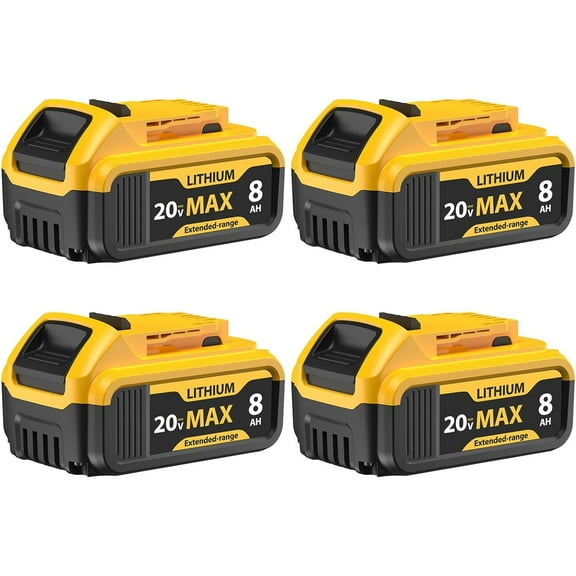 4-Pack 8000mAh Replacement for DW 20V Max Battery- Compatible with DCB206 DCB200 DCB201 DCB207 DCB203 DCB205, Fits 20V Battery Lithium ion Tools & Original Chargers