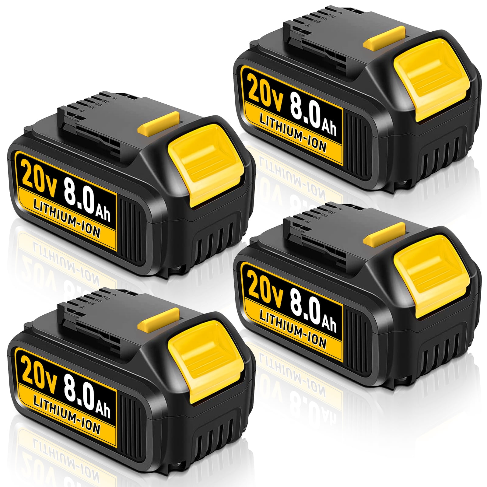 2-Pack 8000mAh Replacement Batteries For Dewalt 20V Max – Fits DCB200, DCB201, DCB202, DCB203 & More