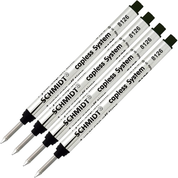 4 Pack - 8126 Long Version Capless Rollerball Refill Long Version at 4.31" - Black Ink