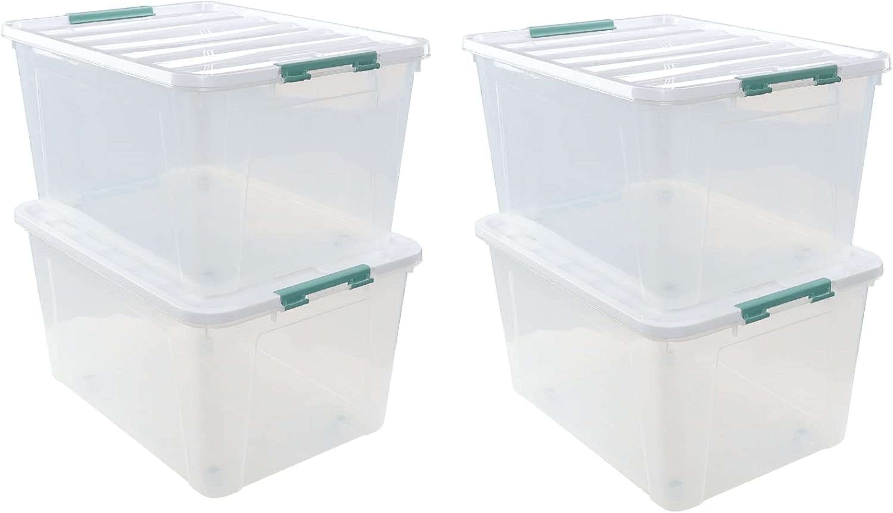 4-Pack 85 Quart Large Stackable Boxes, Plastic Storage Latch Bin with ...