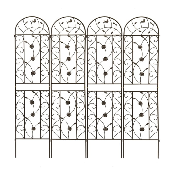 4 Pack 86" H Large Garden Trellis，Heavy Duty Rustproof Black Iron Plant Trellis for Potted Plant Support Metal Climbing Rose Trellis