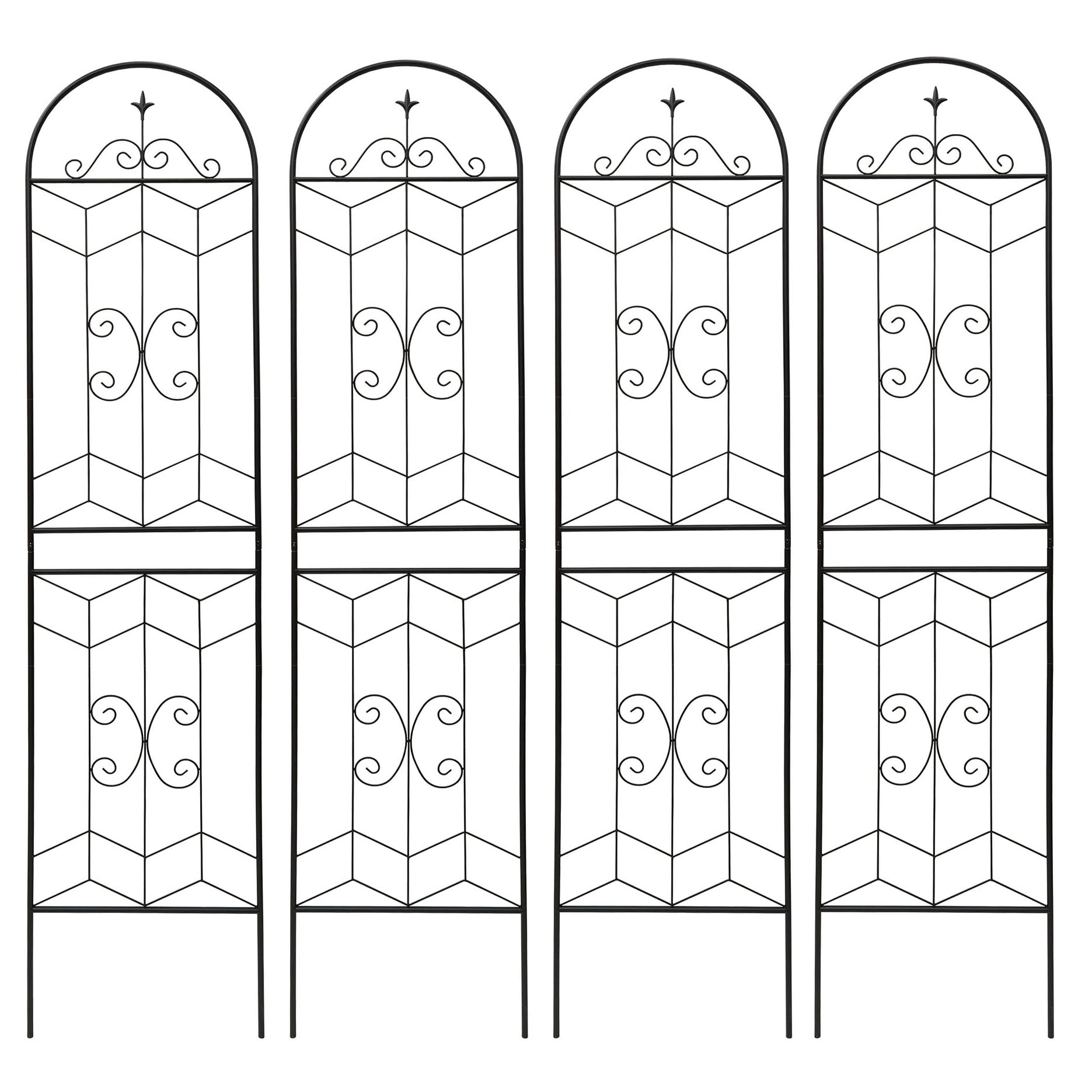 4 Pack 86" H Large Heavy Duty Garden Rustproof Iron Plant Trellis for Potted Plant Support Metal Climbing Rose Trellis Vine Vegetable Cucumber