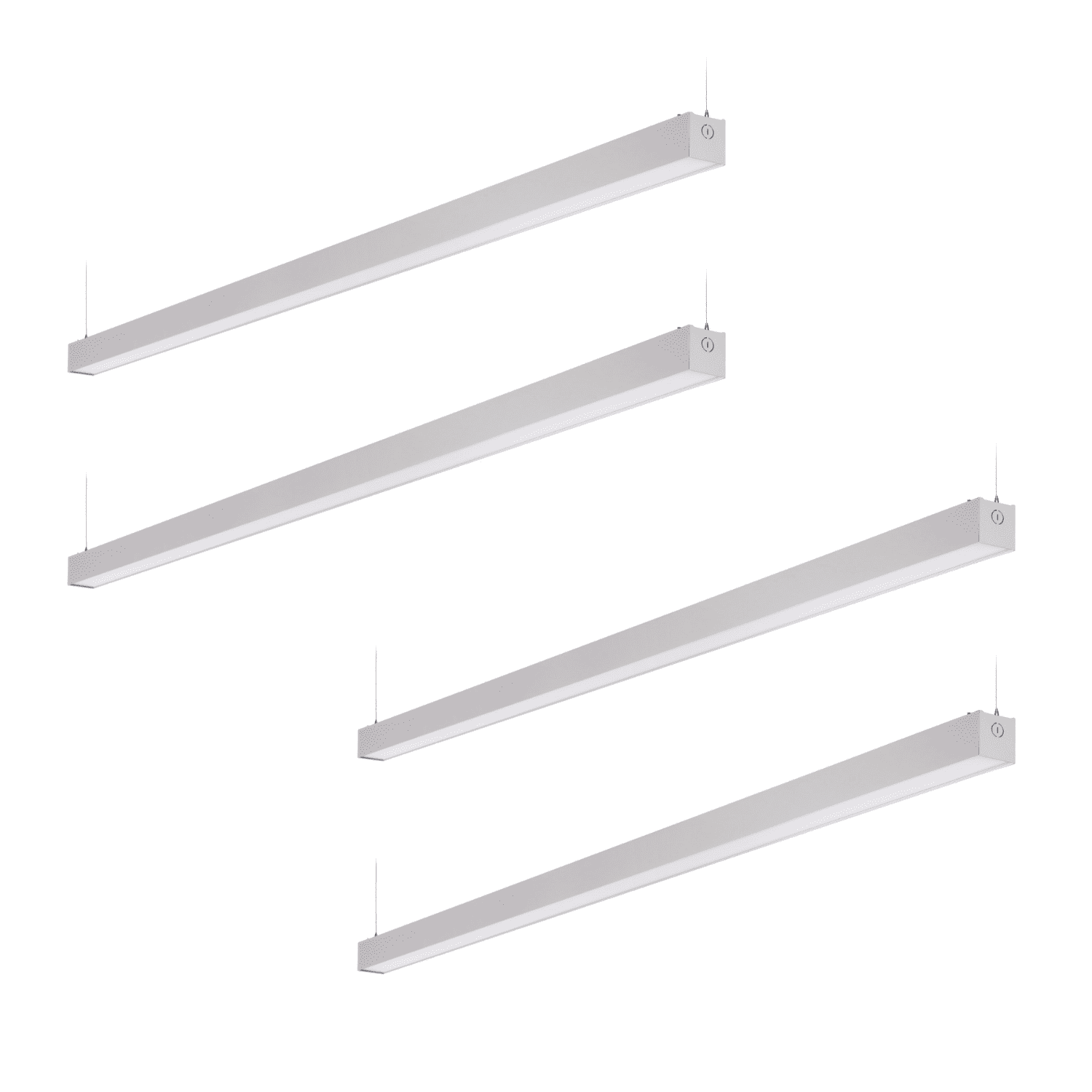 4 Pack 8FT 80W 3CCT Dimmable Commercial Linkable Linear Light, 3000K/4000K/5000K Selectable, Suspended Strip Light, Sliver