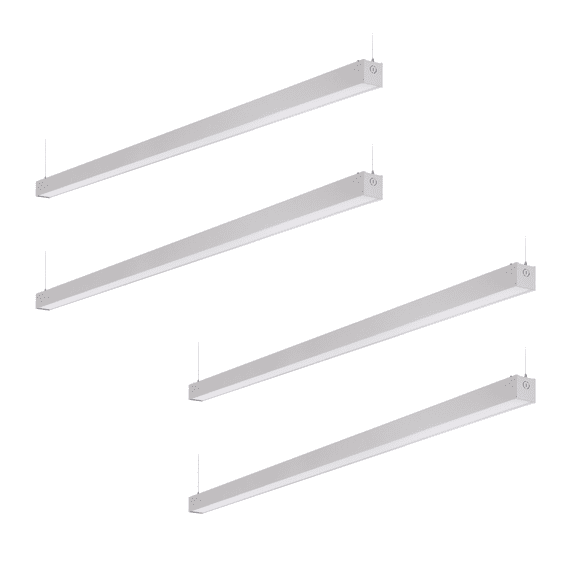4 Pack 8FT 80W 3CCT Dimmable Commercial Linkable Linear Light, 3000K/4000K/5000K Selectable, Suspended Strip Light, Sliver