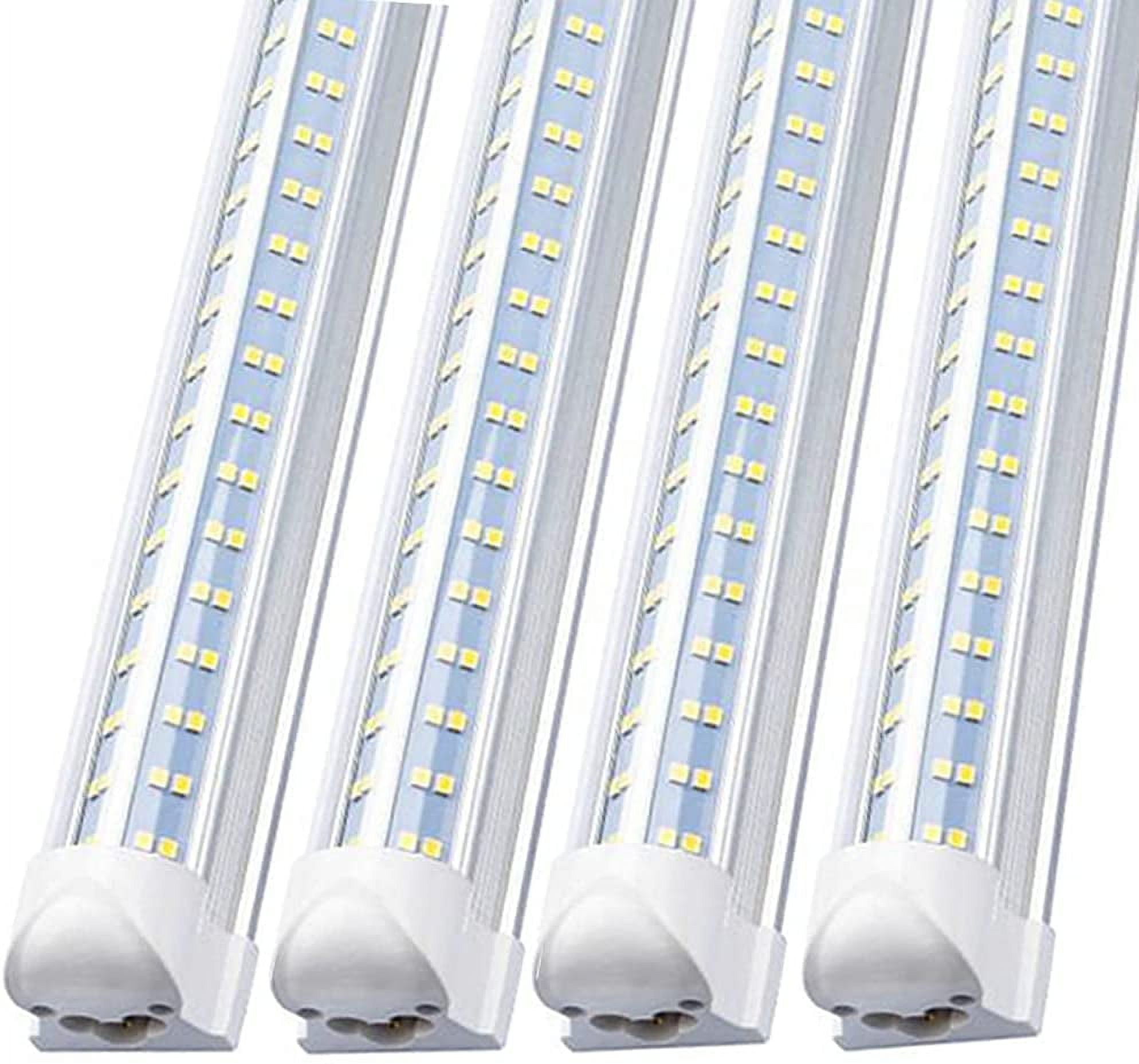 4 Pack, 8ft LED Shop Light Fixture - 120W T8 Integrated LED Tube Light - 6500K 19800LM V-Shape Linkable - High Output - Clear Cover - Plug and Play - 270 Degree Lighting for Garage, Shop, Barn