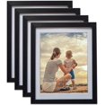 4 Pack 8x10 Picture Frame with Mat, Black Photo Frame Set Matted to 8 x
