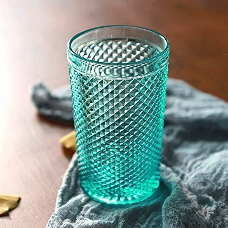 One Stop Outdoor (4-Pack) 9.5 oz Romantic Glass, Thick Heavy Premium Drinking Glasses, Vintage Hobnail Tumblers - Glassware Set for Juice, Beverages