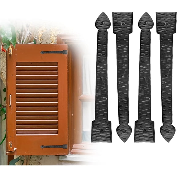 4 Pack 9" Black Faux Strap Hinges - Decorative Dummy Faux Hinge – Handmade Rustic Iron Hinges for Farmhouse Shutter, Carriage Doors, Barn Door, Castle Door, and Gate – The Colonial Series