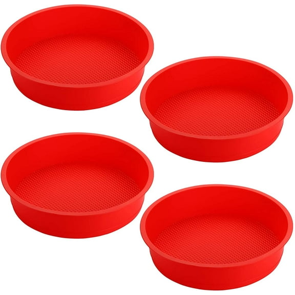 4 Pack 9" Round Silicone Cake Pans - Silicone Molds for Baking, Quick Release for Layer, Cheese, Rainbow and Chiffon Cakes