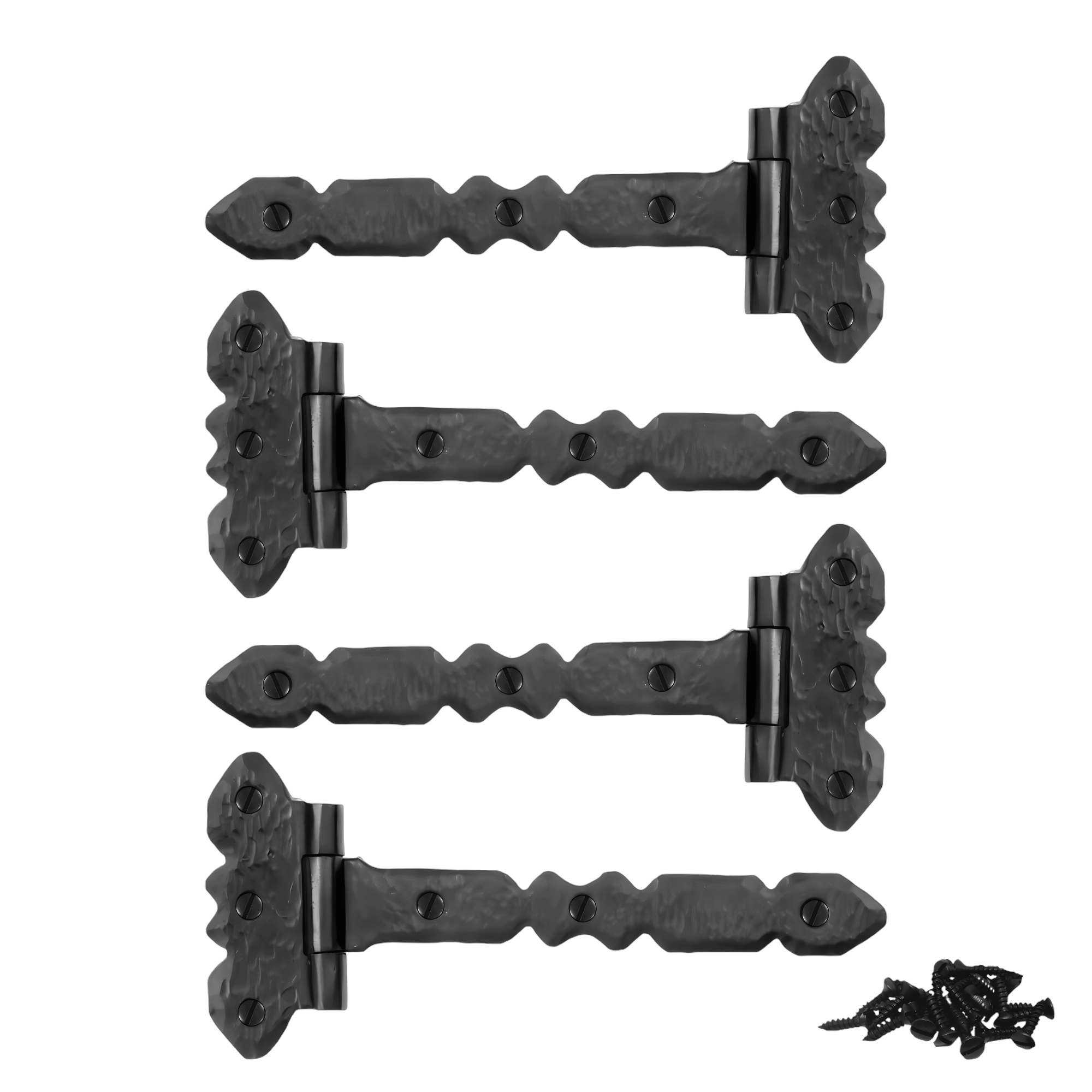 4 Pack 9 inch Decorative Hinges Black Gate Hinges Wrought Iron Hinges Flush Mount Western Style