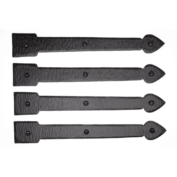 4 Pack 9 inch Faux Door Hinges Black Decorative Strap Hinge Wrought Iron Strap Barn Door Strap Hinges, Farm Gate Hinge, Carriage Door Hardware The Colonial Series by Borderland Rustic Hardware