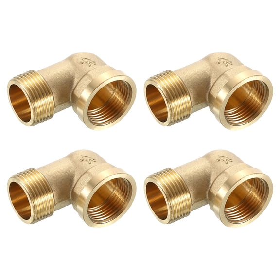 4 Pack 90 Degree Elbow, 3/4 Inch Male x 3/4 Inch Female Brass Right Angle Pipe Fitting, Connector for Fluid Gas Fuel Oil Pipe