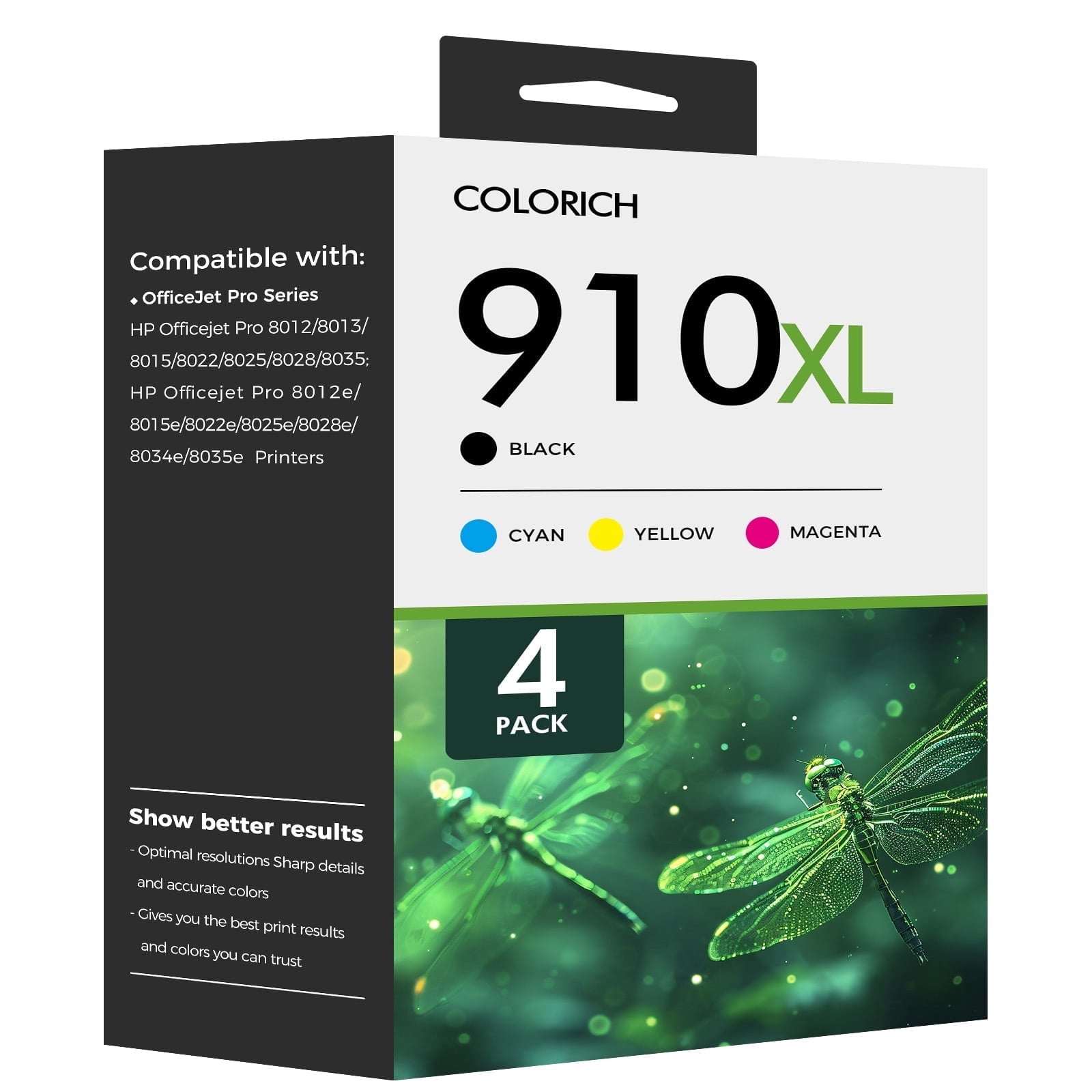 4-Pack 910XL Ink Cartridge Compatible for 910 XL 910XL Officejet Pro 8012 8013 8015 8022 8025 8028 8035 8012e 8015e 8022e 8025e 8028e 8034e 8035e Printer Ink Black,Cyan,Magenta,Yellow