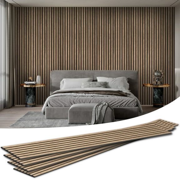 INTIGE Acoustic Slat Wall 94.48" x 7.87" Decorative Wall Panels, 4 Pack