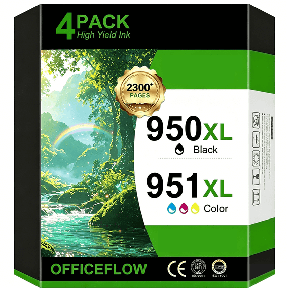 4 Pack 950XL  951XL Black & Color Ink Cartridges Combo Compatible with OfficeJet Pro 251dw 276dw 8100 8600 8610 Printers