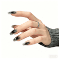 4 Pack 96Pcs Press On Nails, Medium Gray Black Gradient Fake Nails with ...