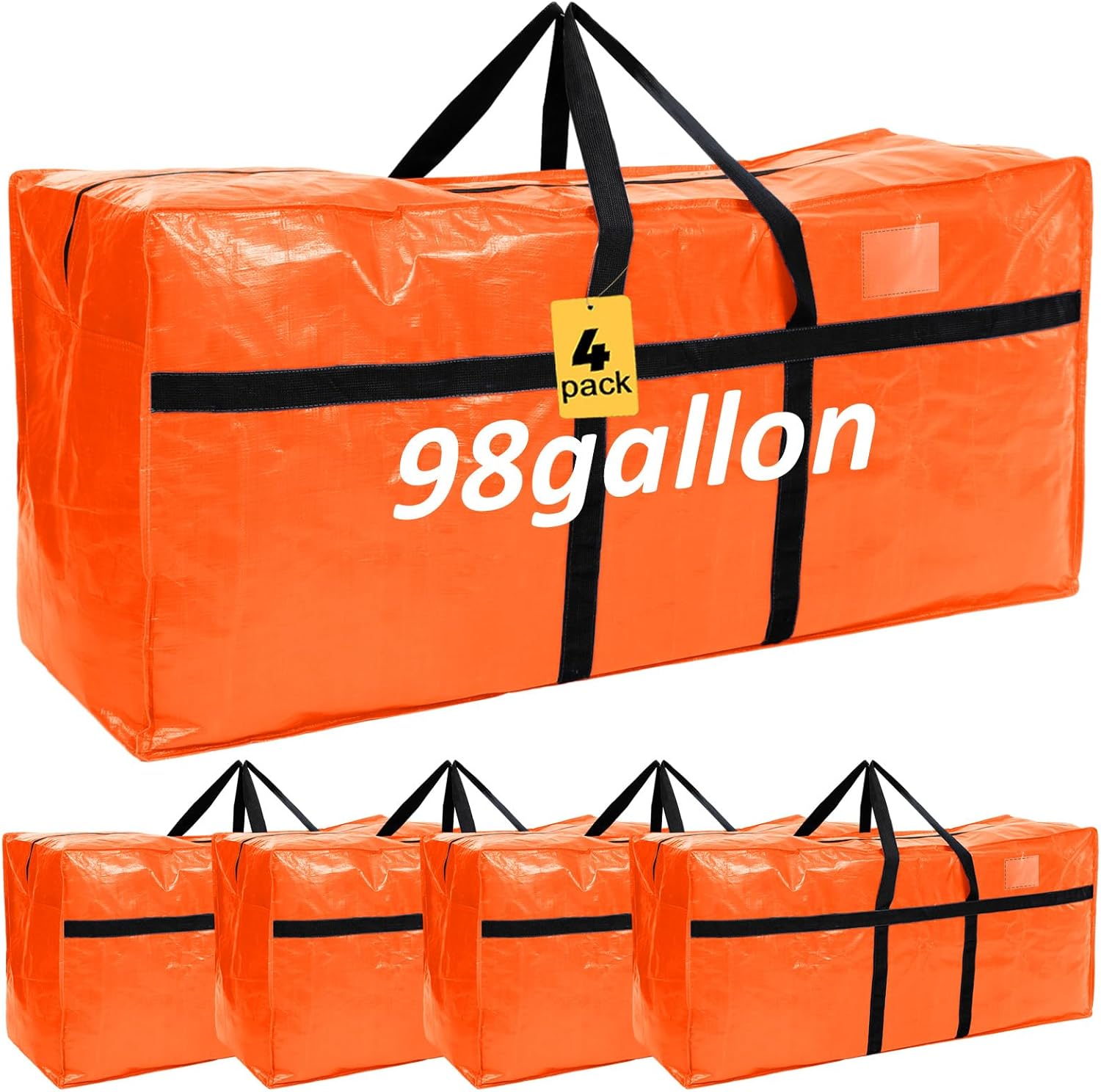 4 Pack 98 Gallon Extra Large Storage Bags XXL Moving Bags with Zipper ...