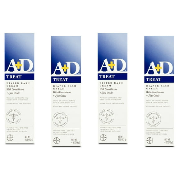 4 Pack A+D Diaper Rash Cream with Aloe Diaper Rash Cream 4 Oz Each