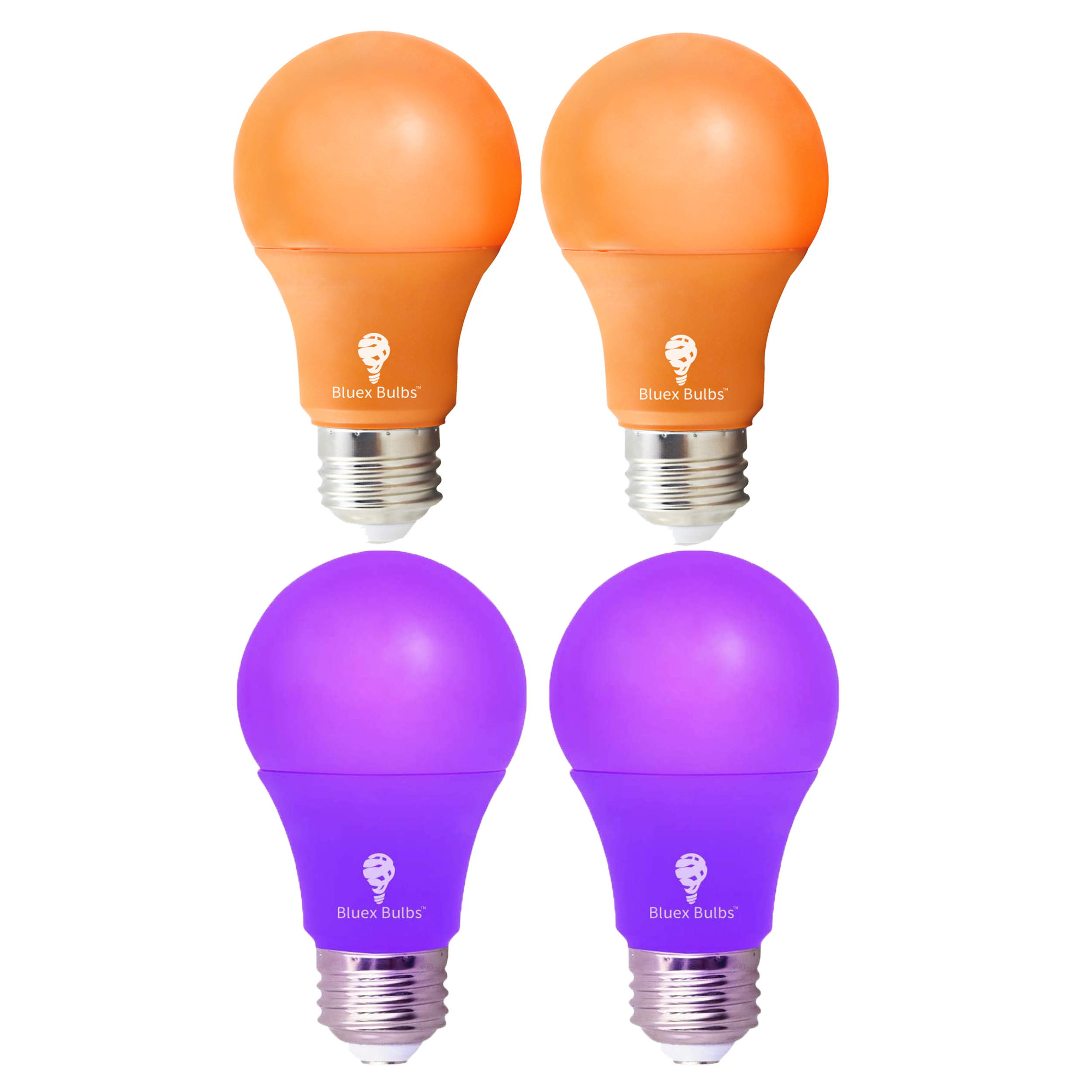 4 Pack A19 LED Purple Light Bulb LED Orange Light Bulb 120V E26 Base 9