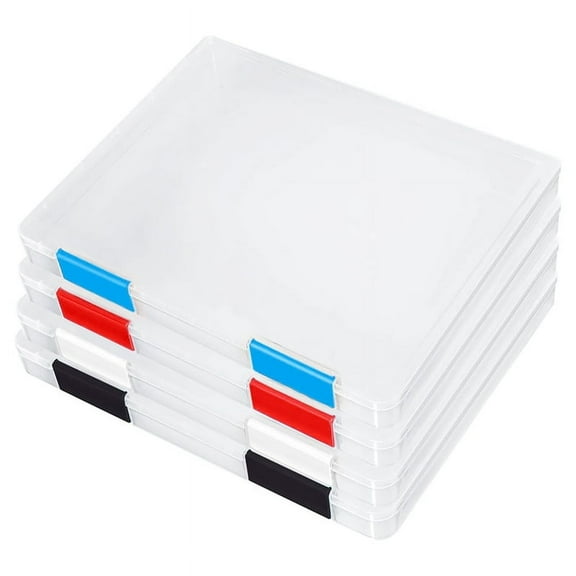 4 Pack A4 File Box,Clear Plastic Document Storage Box,for 8.5inch X 11inch Letter Paper, for Magazine File