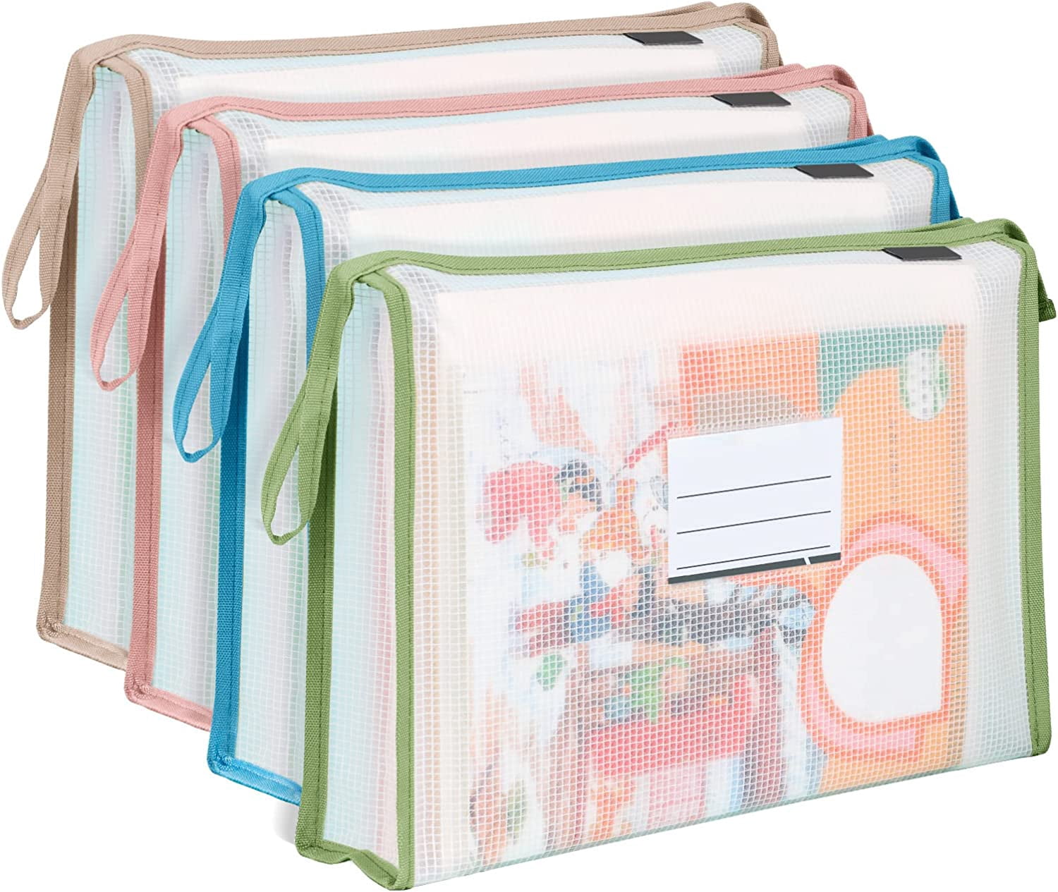 4 Pack A4 Plastic File Folder Poly Envelopes Expanding Wallet Document ...