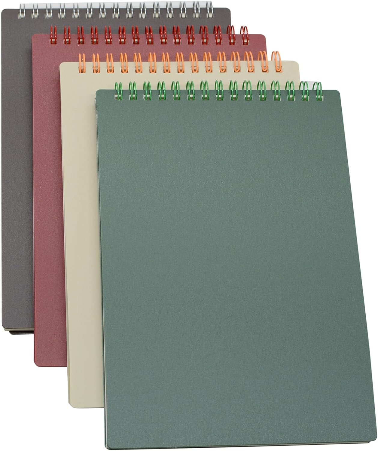 4 Pack A5 Top Bound Spiral Steno Pads 7mm College Ruled Thick Plastic Hardcover Notebook 160 Pages for Office Reporters
