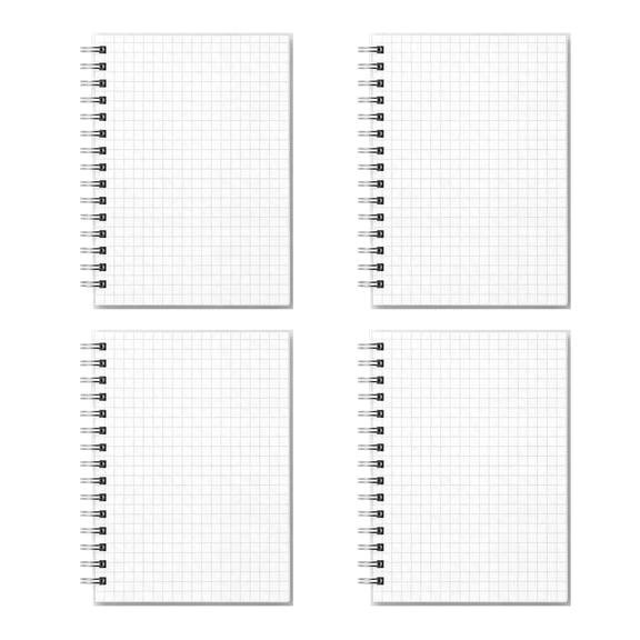 4 Pack A6 Grid Notebooks, Spiral Bound Square Graph Paper for Math Bullet Journaling, Portable Mini Notebook for Students Professionals Travelers, 80 Sheets White