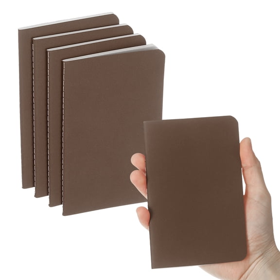 4 Pack A6 Notebook, A6 Journal Mini Notebook Pocket Kraft Memo Notepads Lined Sketchbook Small 3.5x5.5 Inch 30 Sheets for Men Women Office Supplies Purse Travelers, Brown